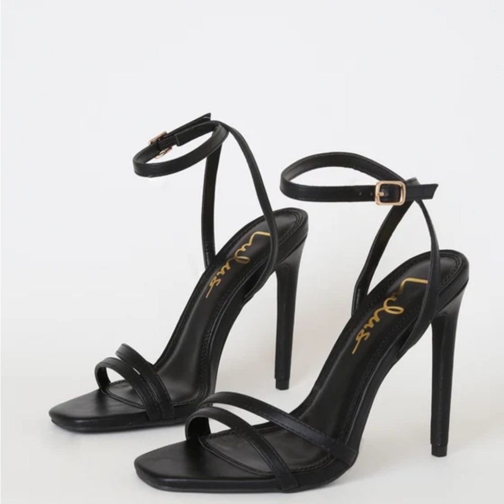 Lulus - Lianya Black Ankle Strap Heels